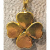 Pendentif Jade Trèfle avec Chaîne Acier Plaquée or 44 cm
