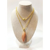 Pendentif Pierre de Soleil 3.5 cm avec Chaîne Acier Plaquée Or 44 cm