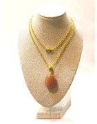 Pendentif Pierre de Soleil 2 cm avec Chaîne Acier Plaquée Or 44 cm