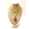 Pendentif Pierre de Soleil 2 cm avec Chaîne Acier Plaquée Or 44 cm