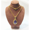 Pendentif Améthyste Sertie sur Chaîne Acier Plaquée or 44 cm