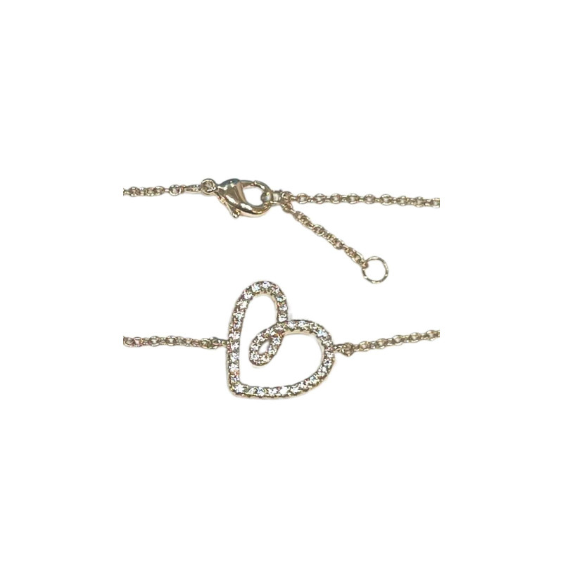 Bracelet Zirconium Cœur 18cm Plaqué Or (1)