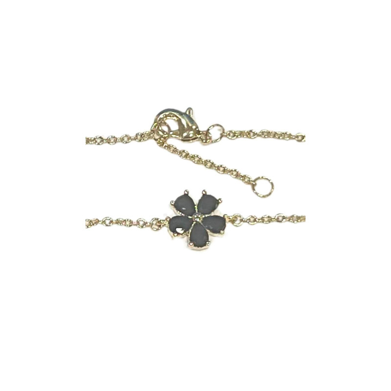 Bracelet Saphir Fleur 18cm Plaqué Or