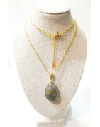 Pendentif Labradorite avec Chaîne Acier Plaquée or 40 + 6 cm