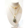 Pendentif Labradorite avec Chaîne Acier Plaquée or 40 + 6 cm