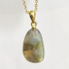 Pendentif Labradorite avec Chaîne Acier Plaquée or 40 + 6 cm
