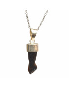 Pendentif Œil de Tigre  Figa Argent 925 avec Chaîne Acier Inox 44 cm