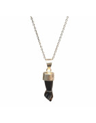 Pendentif Œil de Tigre  Figa Argent 925 avec Chaîne Acier Inox 44 cm