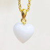 Pendentif Calcédoine Cœur sur Chaîne Acier Plaquée Or 44 cm