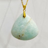 Pendentif Amazonite Triangle 4 cm avec Chaîne Acier Inox Plaqué Or 45 cm