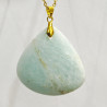 Pendentif Amazonite Triangle 4 cm avec Chaîne Acier Inox Plaqué Or 45 cm
