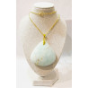 Pendentif Amazonite Triangle 4 cm avec Chaîne Acier Inox Plaqué Or 45 cm