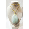Pendentif Amazonite Goutte 5 cm avec Chaîne Plaquée or 45 cm
