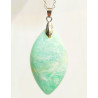 Pendentif Amazonite Navette 5 cm avec Chaîne Acier inox 40 + 4 cm