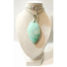 Pendentif Amazonite Navette 5 cm avec Chaîne Acier inox 40 + 4 cm