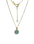 Pendentif Amazonite Rond Facetté avec Chaîne 45cm Plaqué Or