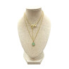 Pendentif Amazonite Rond Facetté avec Chaîne 45cm Plaqué Or
