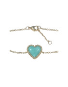 Bracelet Amazonite Cœur 18cm Plaqué Or