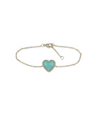 Bracelet Amazonite Cœur 18cm Plaqué Or