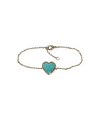 Bracelet Amazonite Cœur 18cm Plaqué Or