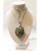 Pendentif Labradorite Amande avec Chaîne Acier Inox 42 + 7 cm