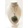 Pendentif Labradorite Rond Diamètre 3 cm sur Chaîne Acier Inox  36 + 6 cm
