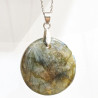 Pendentif Labradorite Rond Diamètre 3 cm sur Chaîne Acier Inox  36 + 6 cm