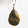 Pendentif Labradorite Goutte 5 cm avec Chaîne Acier Inox 44 + 7 cm