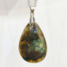 Pendentif Labradorite Goutte 5 cm avec Chaîne Acier Inox 44 + 7 cm