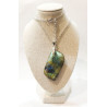Pendentif Labradorite Rectangle 5 cm sur Chaîne Acier Inox 40 + 7 cm