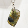 Pendentif Labradorite Rectangle 5 cm sur Chaîne Acier Inox 40 + 7 cm