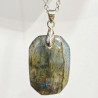 Pendentif Labradorite Rectangle 3 cm sur Chaîne Acier Inox 40 + 7 cm