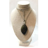Pendentif Labradorite Pierre Roulée 4 cm " Plume" sur Chaîne Acier Inox  40 + 6 cm