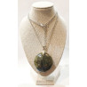 Pendentif Labradorite Pierre Roulée Ronde Diamètre 3 cm sur Chaîne Acier Inox 42 + 6 cm