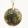 Pendentif Labradorite Pierre Roulée Ronde Diamètre 3 cm sur Chaîne Acier Inox 42 + 6 cm