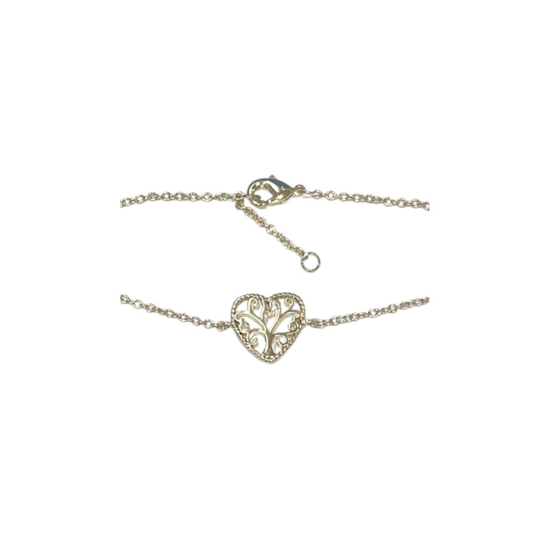 Bracelet Arbre de Vie Cœur 18cm Plaqué Or