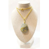 Pendentif Labradorite Grise Reflets Or Goutte 3 cm avec Chaîne Plaquée or 45 cm