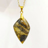 Pendentif Labradorite Pointe de Silex 4 cm avec Chaîne Plaquée Or 45 cm