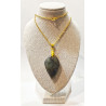 Pendentif Labradorite Pointe de Silex 4 cm avec Chaîne Plaquée Or 45 cm