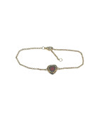Bracelet Grenat Cœur 18cm Plaqué Or
