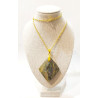 Pendentif Labradorite Losange 4 cm avec Chaîne Plaquée Or 45 cm