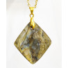 Pendentif Labradorite Losange 4 cm avec Chaîne Plaquée Or 45 cm