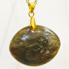 Pendentif Labradorite Pierre Roulée "Ballon de Rugby" avec Chaîne Plaquée or 45 cm