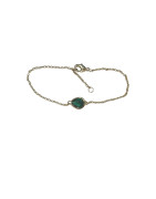 Bracelet Emeraude de Synthèse Goutte 18cm Plaqué Or