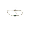 Bracelet Emeraude de Synthèse Goutte 18cm Plaqué Or