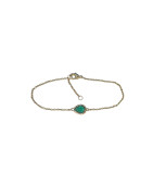 Bracelet Emeraude de Synthèse Goutte 18cm Plaqué Or