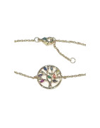 Bracelet Multipierres Arbre de Vie 18cm Plaqué Or