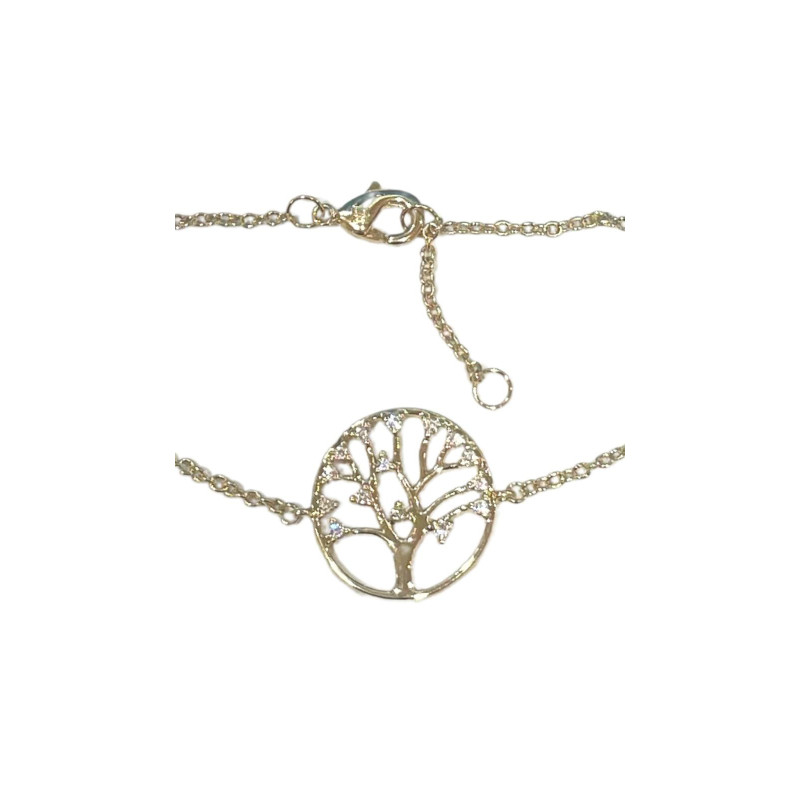 Bracelet Zirconium Arbre de Vie 18cm Plaqué Or
