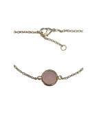 Bracelet Quartz Rose Facetté Rond 18cm Plaqué Or