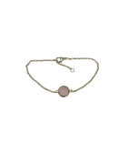 Bracelet Quartz Rose Facetté Rond 18cm Plaqué Or